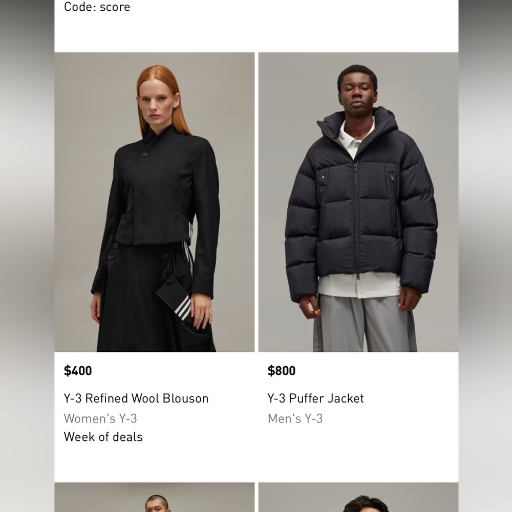 Y3 Adidas x Yohji Yamamoto large; sold out